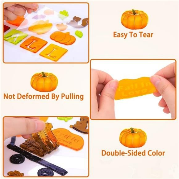 6sheet Fall Gel Window Clings, Maple Leaf Harvest Pumpkin Fox Thanksgiving Gel - Picture 4 of 7